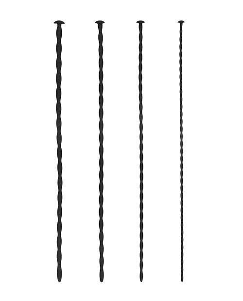 image of product,Shots Ouch Beginner Urethral Sounding Silicone Spiral Screw Plug Set - Black - SEXYEONE