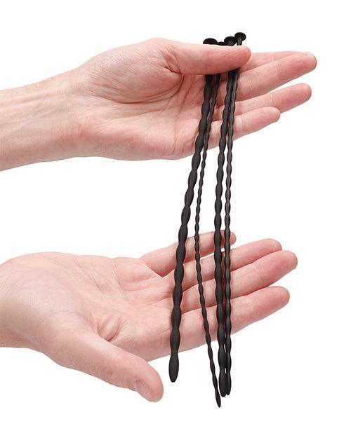 image of product,Shots Ouch Beginner Urethral Sounding Silicone Spiral Screw Plug Set - Black - SEXYEONE