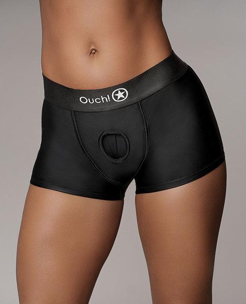 image of product,Shots Ouch Vibrating Strap On Boxer - Black - SEXYEONE