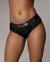 image of product,Shots Ouch Vibrating Strap On High-cut Brief - Black - SEXYEONE