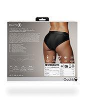 image of product,Shots Ouch Vibrating Strap On Hipster - Black - SEXYEONE