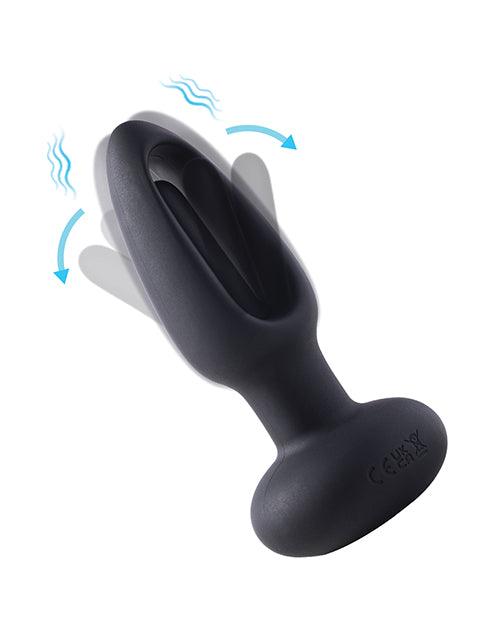 Snuggy Flapping Anal Plug Vibrator- Black - SEXYEONE