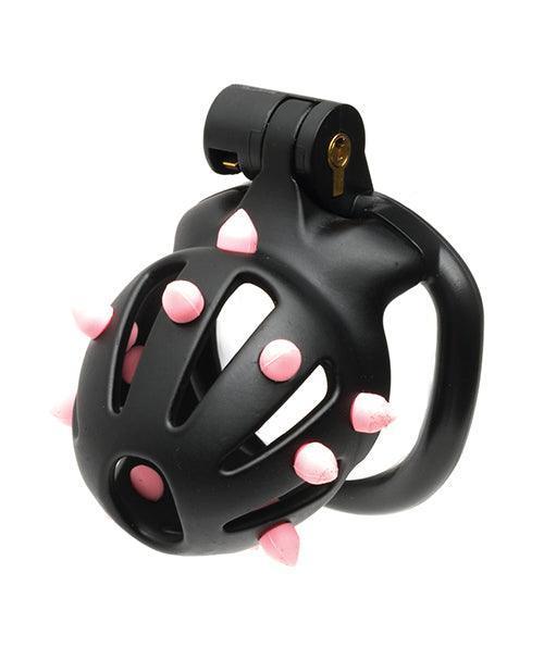 image of product,Sport Fucker Cellmate FlexiSpike Chastity Cage - Black/Pink - SEXYEONE
