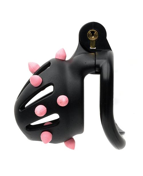 image of product,Sport Fucker Cellmate FlexiSpike Chastity Cage - Black/Pink - SEXYEONE