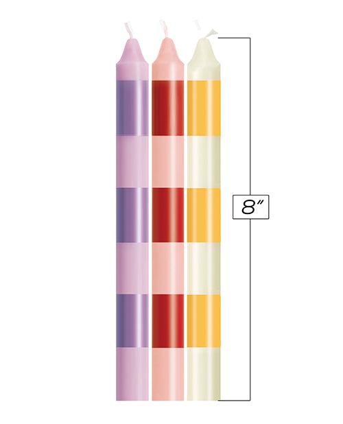 image of product,The 9's Make Me Melt Sensual Warm-Drip Candles - Pastellines Stripes Pack of 3 - SEXYEONE