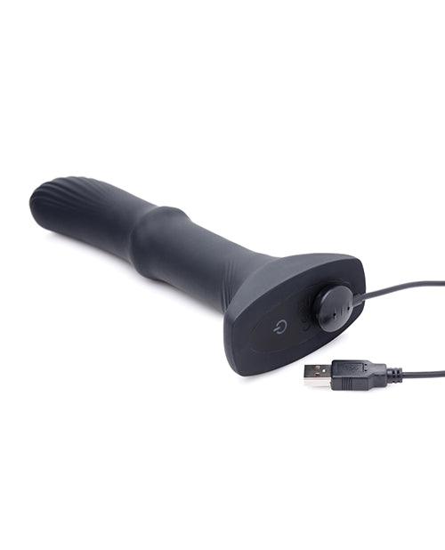 image of product,Thunderplugs Sliding Shaft Silicone Vibrator W/remote - Black - SEXYEONE