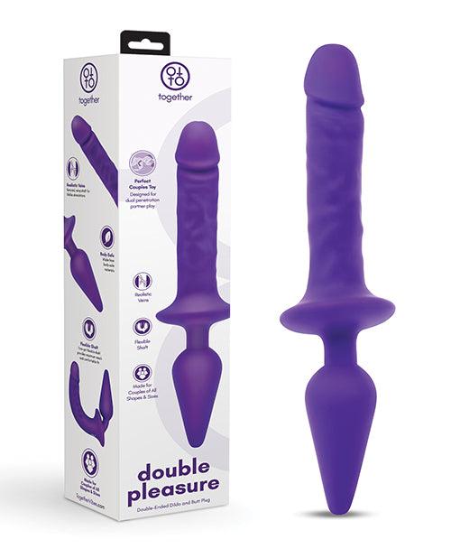 product image, Together Double Pleasure 11" Double-Ended Dildo & Butt Plug - Purple - SEXYEONE