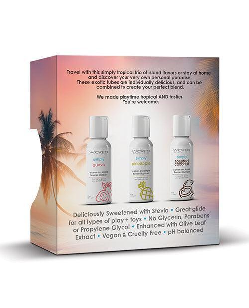 image of product,Wicked Sensual Care Tropical Trio Travel Size Flavored Lubes - 1 oz Bottles - SEXYEONE