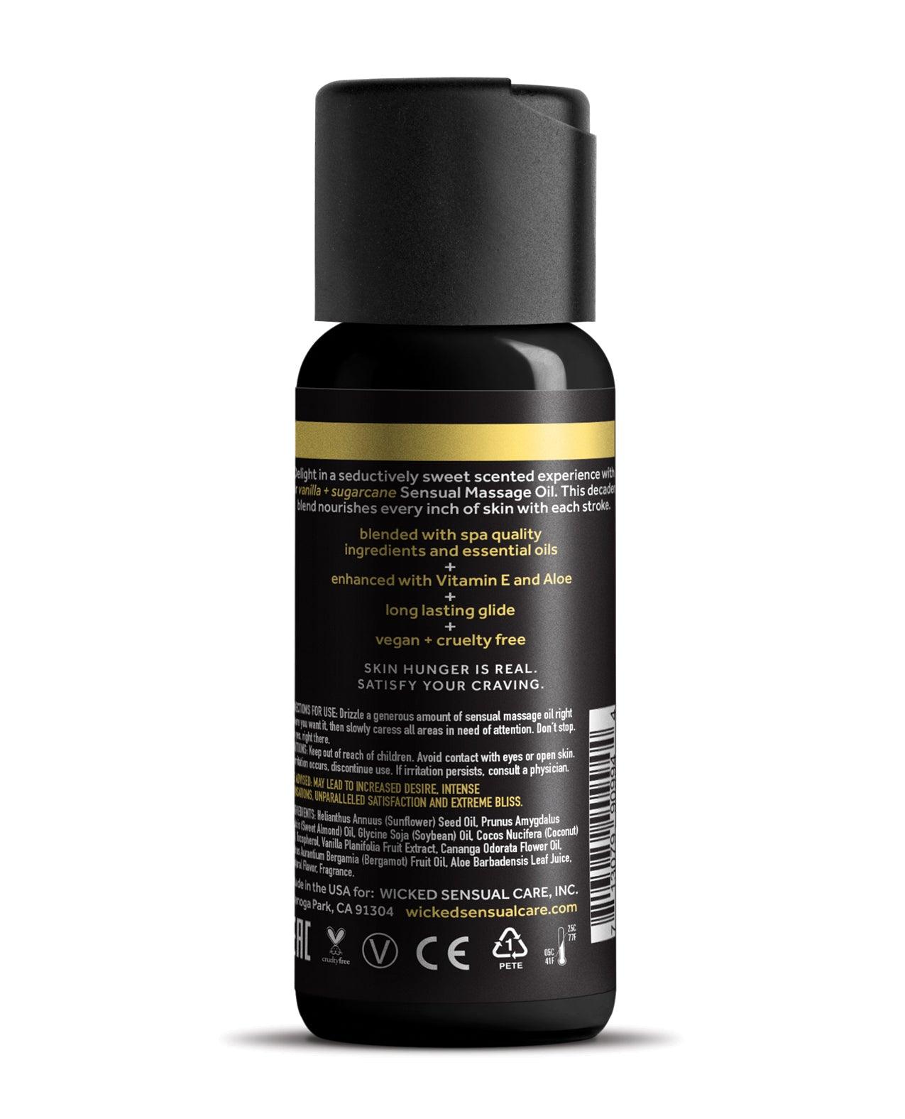 image of product,Wicked Sensual Care Vanilla & Sugarcane Massage Oil - 4 oz - SEXYEONE