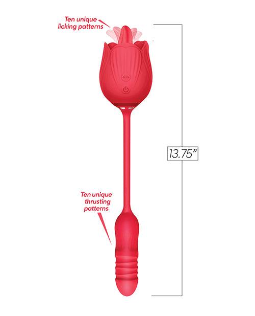 product image,Wild Rose Licking & Thrusting Vibrator - Red - SEXYEONE