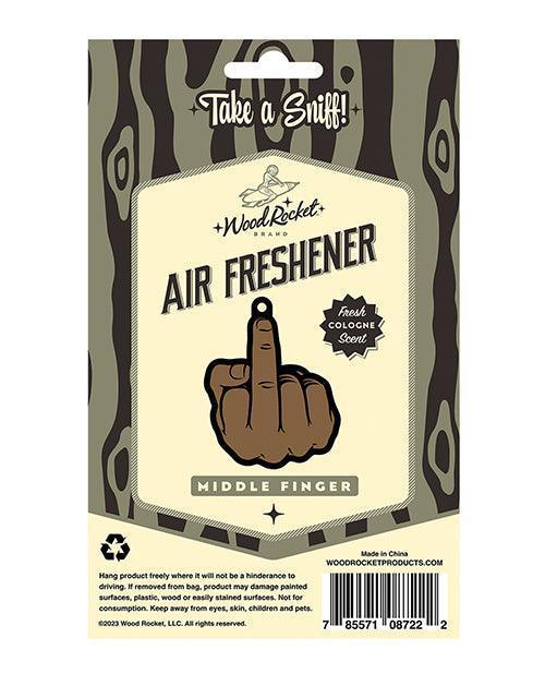 image of product,Wood Rocket Middle Finger Brown Air Freshener - Cologne - SEXYEONE