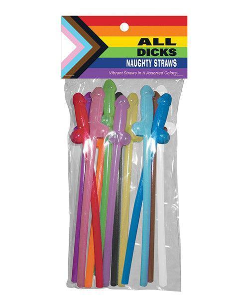 product image, All Dicks Naughty Straws - Asst. Colors Pack Of 11 - SEXYEONE