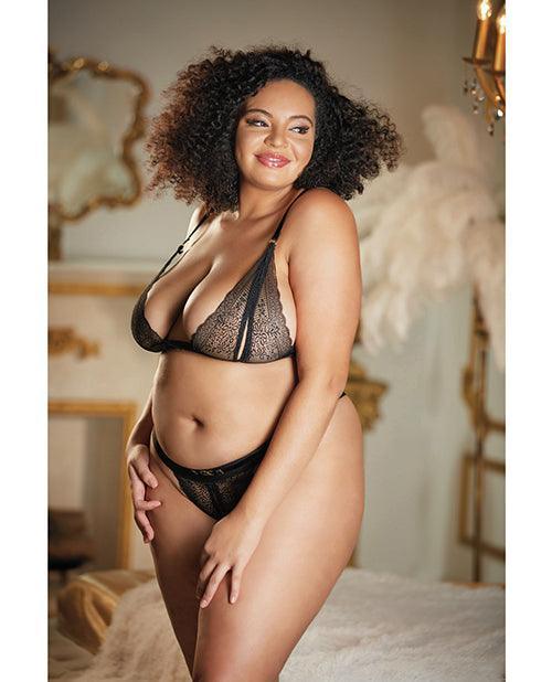 product image, Allure Lace Peek A Boo Bralette & Panty Black Qn - SEXYEONE