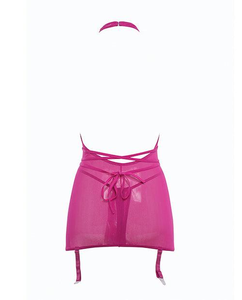 image of product,Allure Savannah Sheer Mesh Garter Dress & Open Thong - SEXYEONE