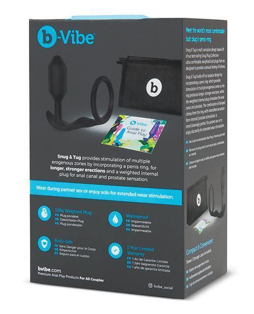image of product,B-vibe Snug & Tug Weighted Silicone & Penis Ring - 128 G Black - SEXYEONE