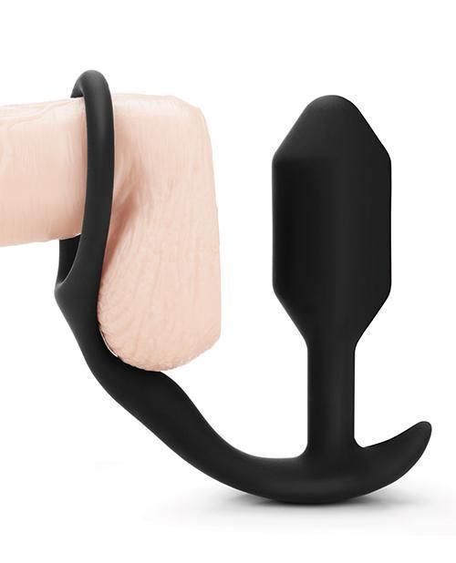 image of product,B-vibe Snug & Tug Weighted Silicone & Penis Ring - 128 G Black - SEXYEONE