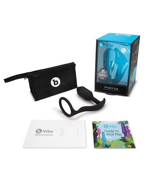 image of product,B-vibe Snug & Tug Weighted Silicone & Penis Ring - 128 G Black - SEXYEONE