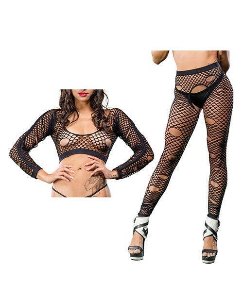 image of product,Beverly Hills Naughty Girl Crotchless Mixed Hole Leggings O/s - SEXYEONE