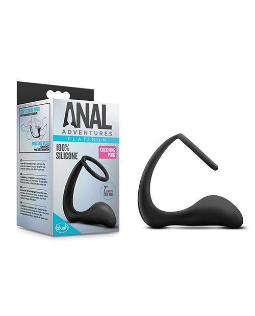 product image, Blush Anal Adventures Cock Ring Plug - Black - SEXYEONE