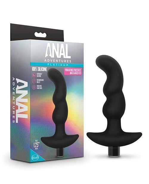 product image, Blush Anal Adventures Platinum Silicone Vibrating Prostate Massager 03 - Black - SEXYEONE