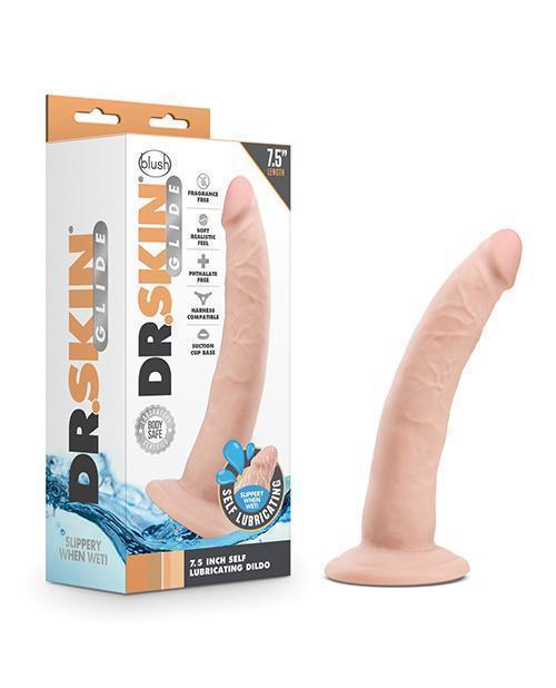 product image, Blush Dr. Skin Glide 7.5" Self Lubricating Dildo - Vanilla - SEXYEONE