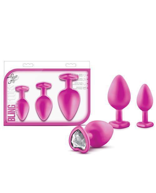 image of product,Blush Luxe Bling Plugs Training Kit - Pink W/white Gems - SEXYEONE