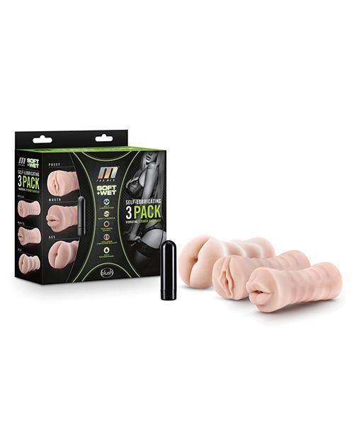 product image, Blush M For Men Self Lubricating Vibrating Stroker Sleeve Kit - Vanilla Pack Of 3 - SEXYEONE