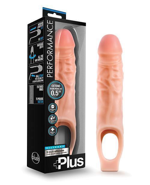 product image, Blush Performance Plus Silicone Cock Sheath Penis Extender - Flesh - SEXYEONE