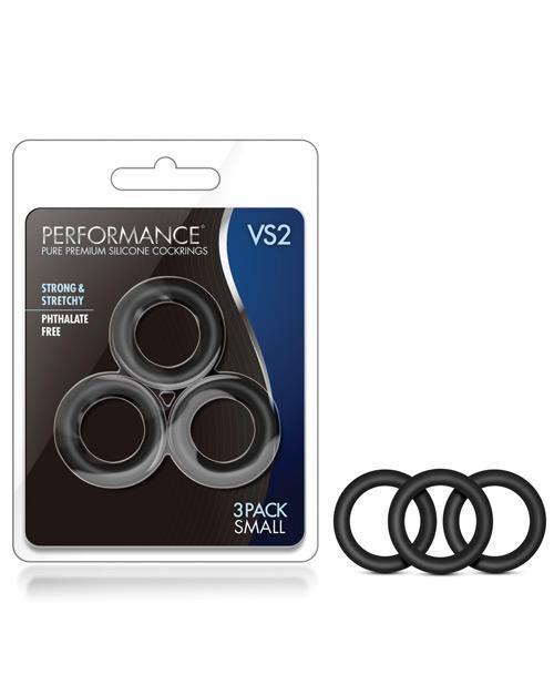 product image, Blush Performance Vs2 Pure Premium Silicone Cockrings Small - Black - SEXYEONE 