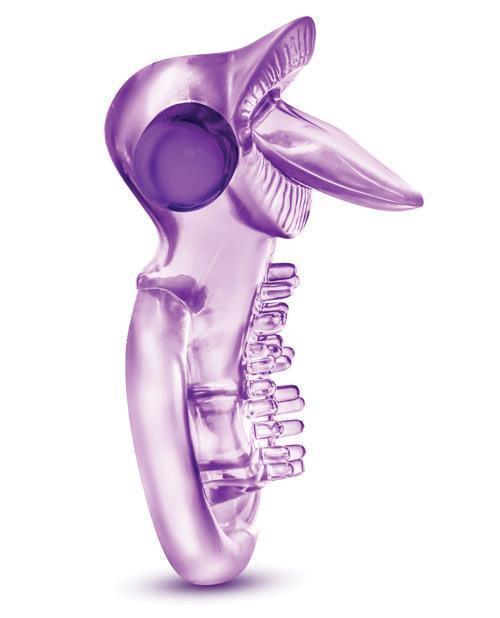 image of product,Blush Play With Me Lick It Vibrating Double Strap Cockring - Purple - SEXYEONE