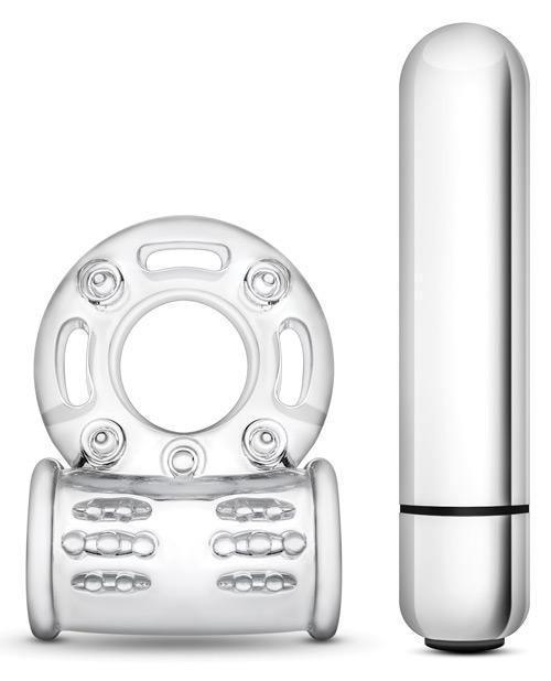 image of product,Blush Stay Hard 10 Function Vibrating Bull Ring Cock Ring - Clear - SEXYEONE