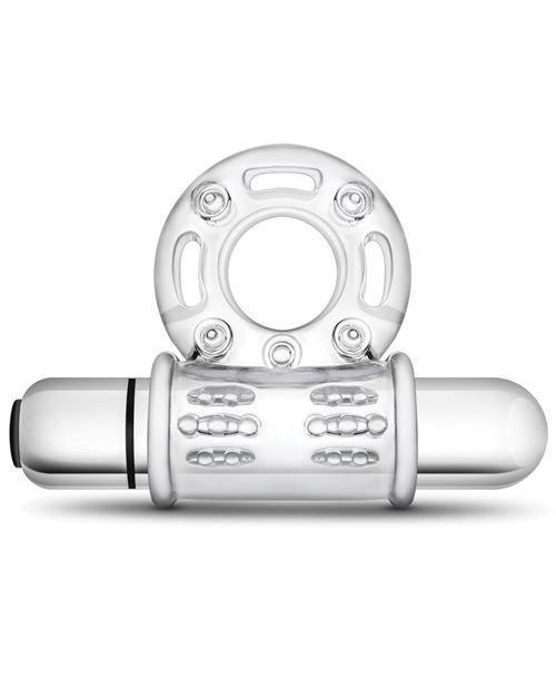 image of product,Blush Stay Hard 10 Function Vibrating Bull Ring Cock Ring - Clear - SEXYEONE
