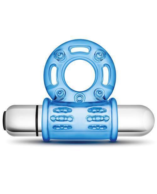 image of product,Blush Stay Hard Mega Vibrating Bull Ring - Blue - SEXYEONE