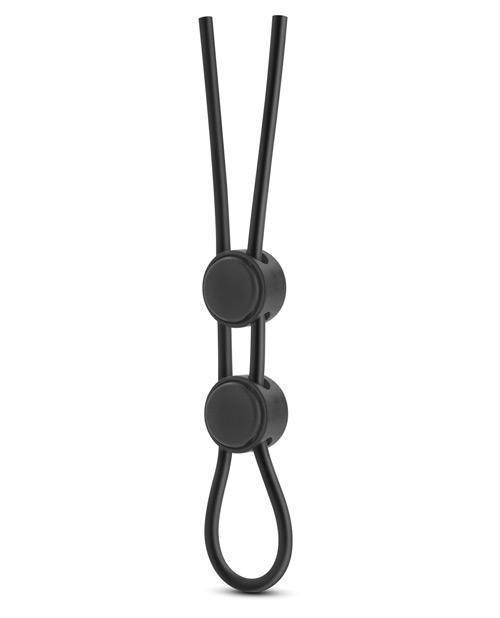 image of product,Blush Stay Hard Silicone Double Loop Cock Ring - Black - SEXYEONE