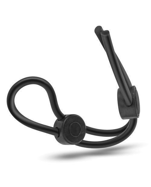image of product,Blush Stay Hard Silicone Double Loop Cock Ring - Black - SEXYEONE