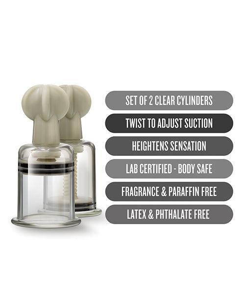 image of product,Blush Temptasia Clit & Nipple Large Twist Suckers - Clear Set Of 2 - SEXYEONE