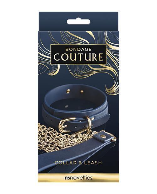 product image, Bondage Couture Vinyl Collar And Leash - Blue - SEXYEONE