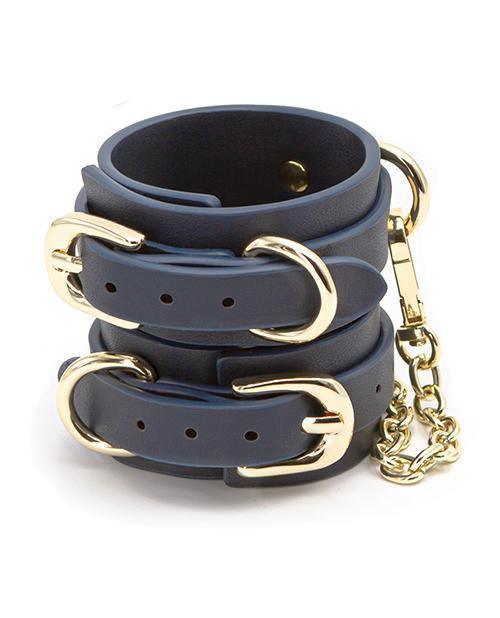 image of product,Bondage Couture Vinyl Wrist Cuff - Blue - SEXYEONE