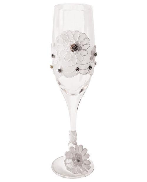 product image, Bride To Be Champagne Glass W-white Lace Trim - SEXYEONE