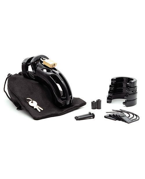 image of product,Cb-6000 3 3-4" Curved Cock Cage & Lock Set - Black - {{ SEXYEONE }}
