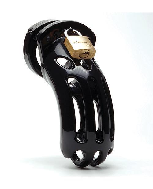 image of product,Cb-6000 3 3-4" Curved Cock Cage & Lock Set - Black - {{ SEXYEONE }}
