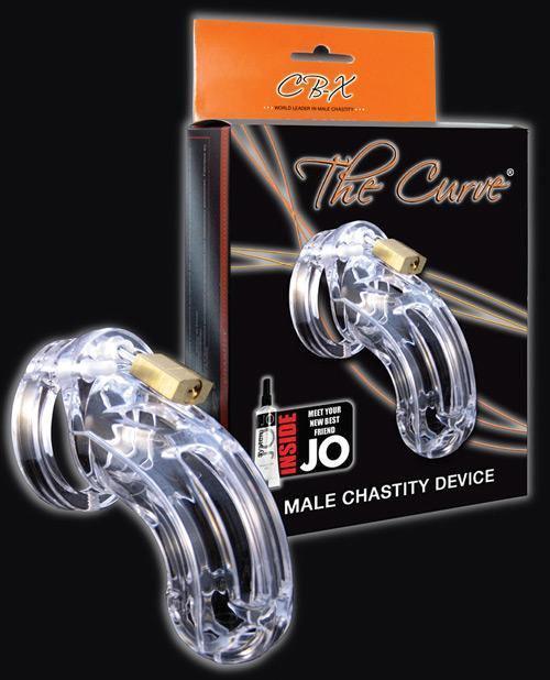 product image, Cb-6000 3 3-4" Curved Cock Cage & Lock Set - Clear - {{ SEXYEONE }}