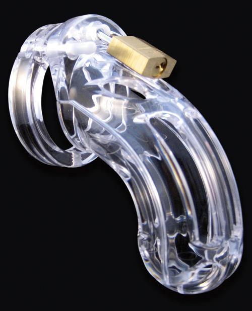 image of product,Cb-6000 3 3-4" Curved Cock Cage & Lock Set - Clear - {{ SEXYEONE }}