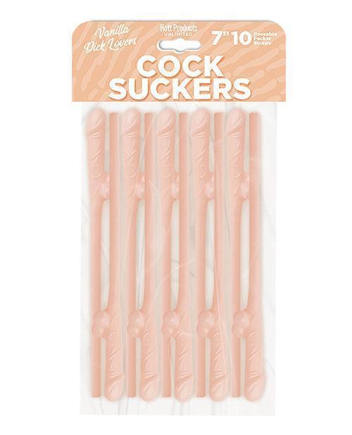 product image, Cock Suckers Pecker Straws - Vanilla Lovers Pack Of 10 - SEXYEONE