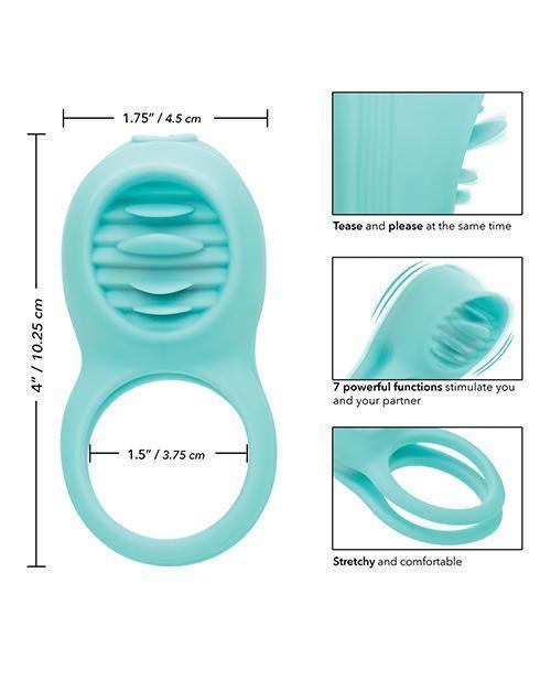 image of product,Couple's Enhancers Silicone Rechargeable French Kiss Enhancer - Teal - SEXYEONE