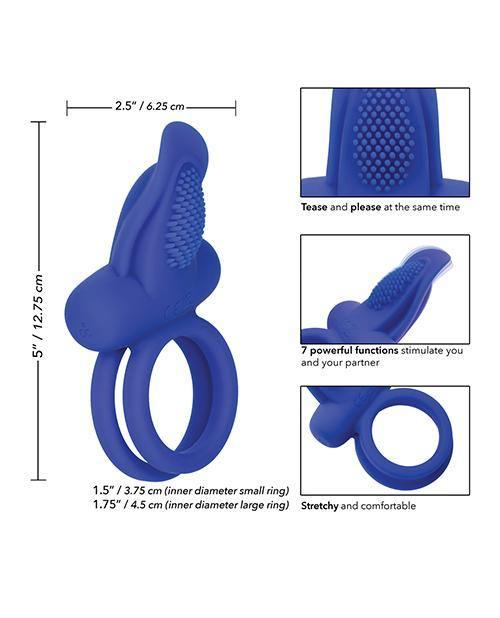 Couples Enhancers Silicone Rechargeable Dual Pleaser Enhancer - Blue - SEXYEONE 