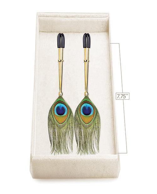 image of product,Couture Clips Luxury Nipple Clamps - Peacock Plume - SEXYEONE