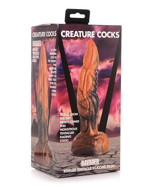 product image, Creature Cocks Ravager Rippled Tentacle Silicone Dildo - Orange-black - SEXYEONE