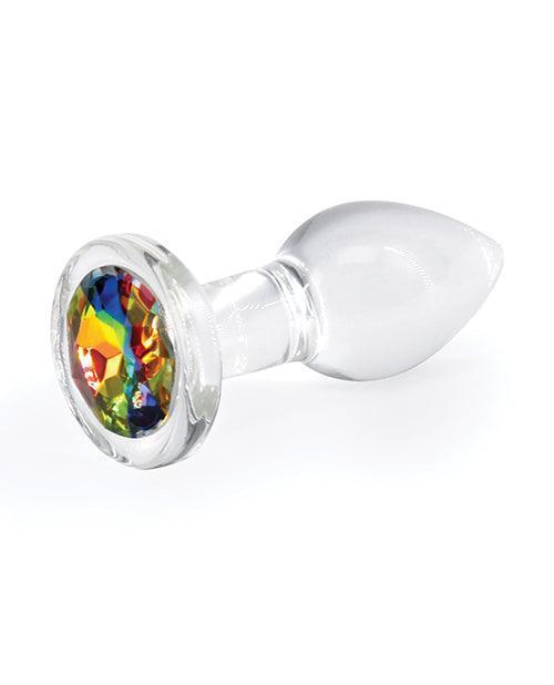 image of product,Crystal Desires Glass Round Gem Butt Plug - Rainbow - SEXYEONE