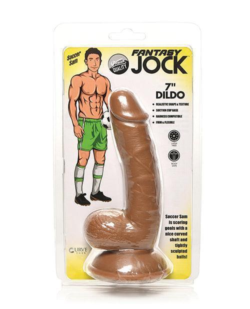 product image, Curve Toys Fantasy Jock Soccer Sam 7" Dildo w/Balls - Dark - SEXYEONE